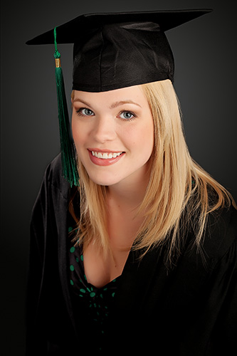 Grad Girl with Green Tassel - Sample Graduation Portrait by Lumacraft Photography